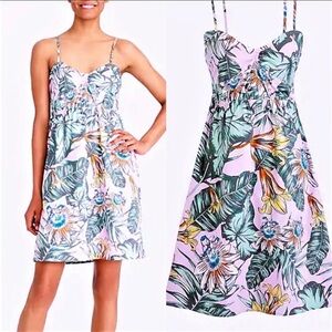 J. Crew Pink Floral Printed poplin cami dress w/ Spaghetti Straps Small